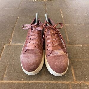 Steve Madden Bagley Pink Rose Valore velvet women’s platform sneakers size 8.5